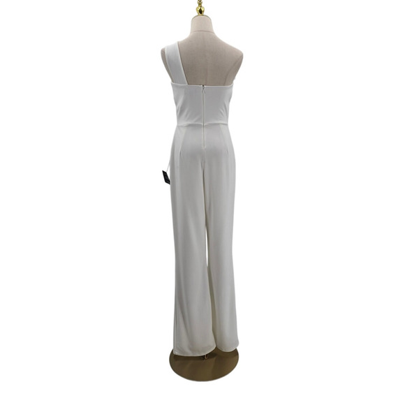 LULU'S SZ S Devoted to Fun Ivory One-Shoulder Sleeveless Jumpsuit NEW B35 - Picture 4 of 10